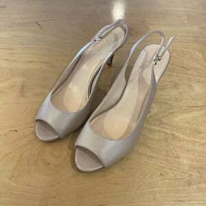 Cole Haan Womens‎ Leather Peep Toe Maya Slingback Heel Pumps Nude Size 9B NWOT
